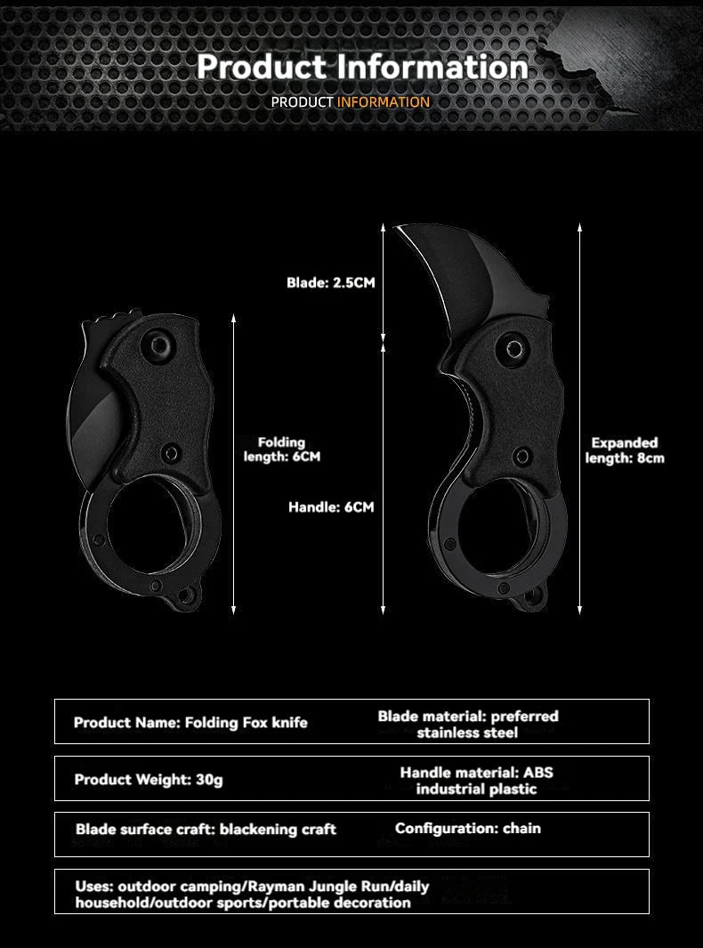 Mini Keychain Pocket Knife – Stainless Steel Camping EDC Tool with Fixed Blade, Peeler, and Portable Chain
