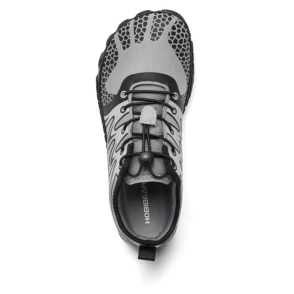 HOBIBEAR Wide Toe Barefoot Shoes – Unisex Artificial Leather Outdoor Walking Sneakers, Zero Drop Minimalist with Elastic Band