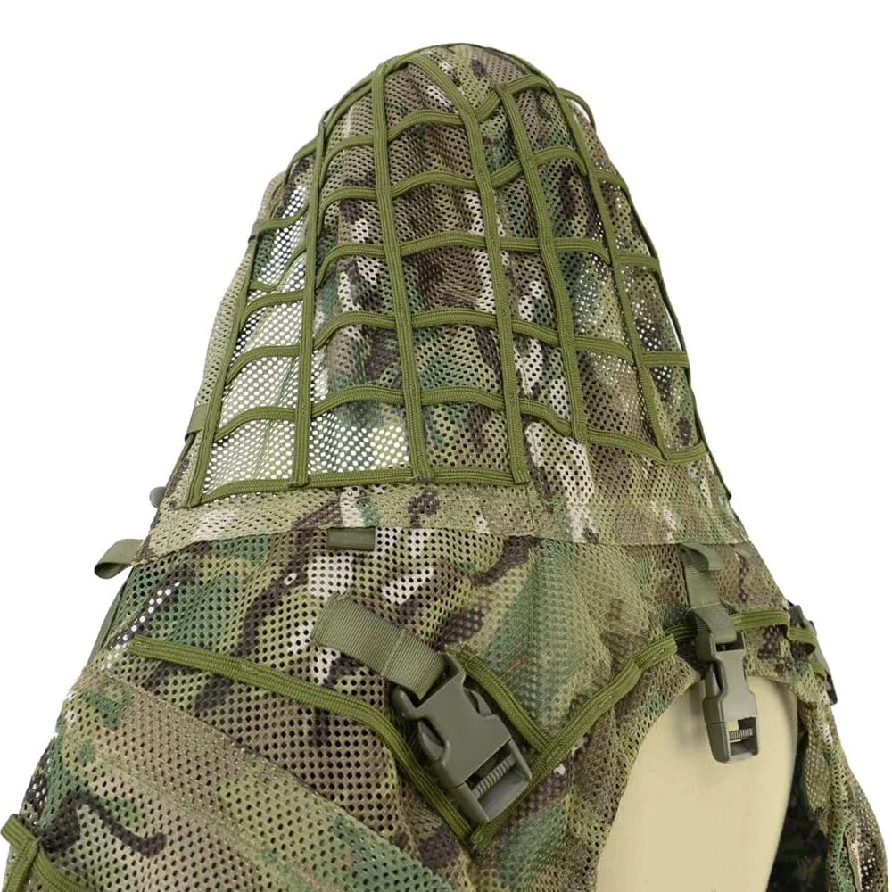 Ghillie Suit Set | Camouflage Hunting Poncho, Base, Cape & Sniper Viper Hood for Airsoft & Paintball