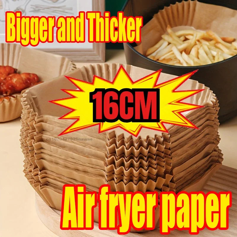 50-Pack Disposable Air Fryer Paper – Non-Stick Oil-Absorbing Baking Pads, Large Square Toughness Tray Liners