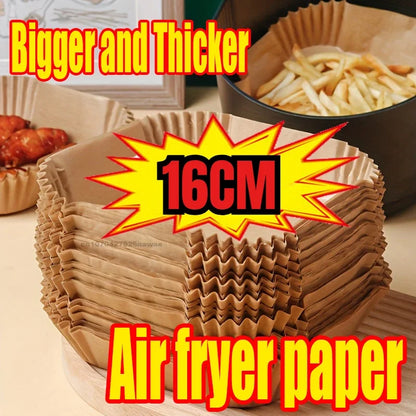50-Pack Disposable Air Fryer Paper – Non-Stick Oil-Absorbing Baking Pads, Large Square Toughness Tray Liners