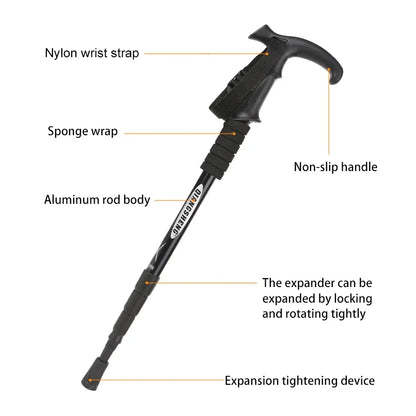 Outdoor Folding Trekking Pole – 4-Section Lightweight Telescopic Walking Stick for Hiking, Camping & Climbing