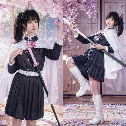 Tsuyuri Kanao Cosplay Costume – Anime Kimono Uniform with Wig for Women & Kids
