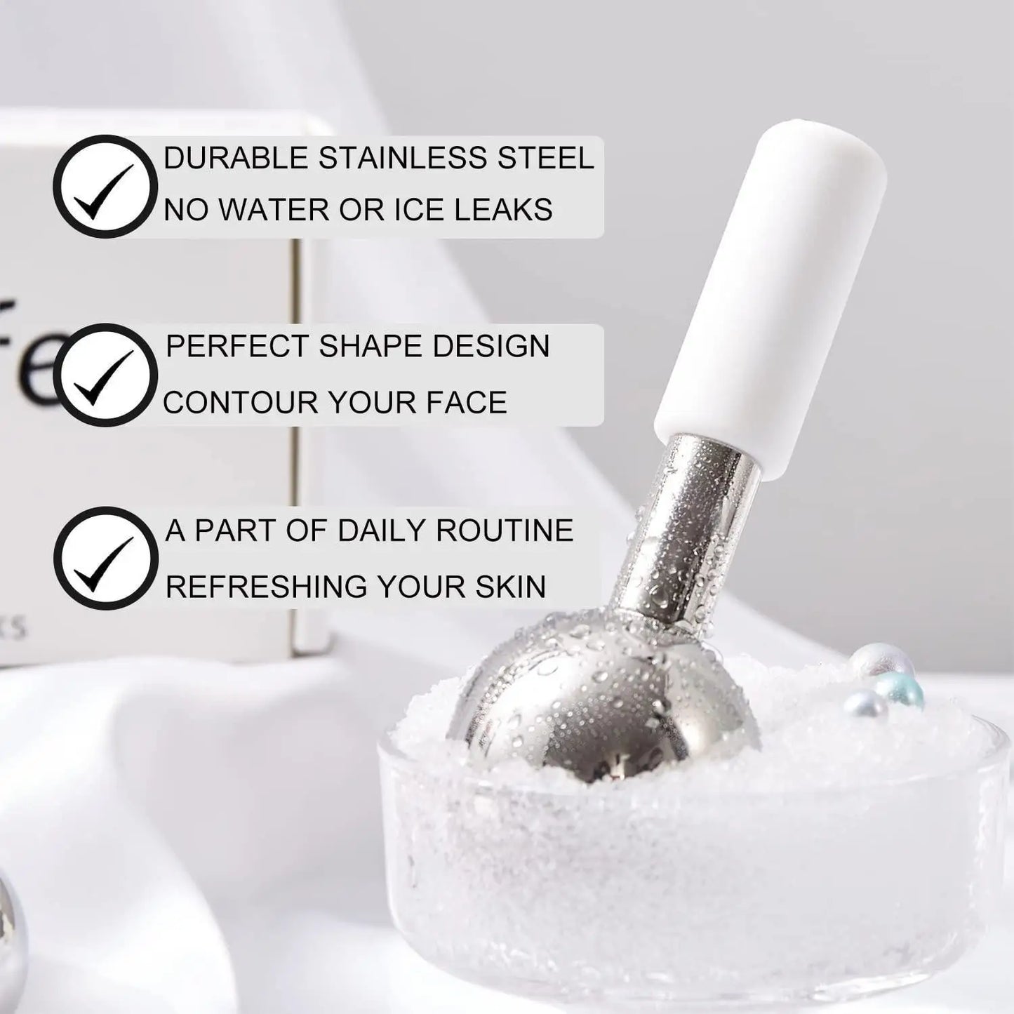 Mini 2pcs Stainless Steel Ice Globes – Cryo Sticks for Face & Eyes, Cold Roller for Puffiness, Wrinkles & Dark Circles
