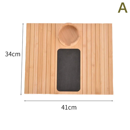 Bamboo Couch Cup Holder – Anti-Slip Foldable Sofa Armrest Tray for Cups, Snacks & Remote Control   1/2