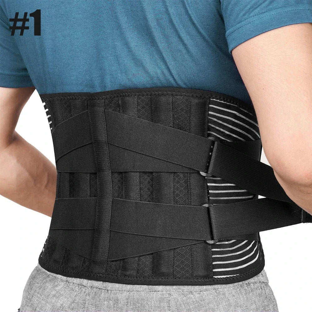 Tcare Sports Lower Back Brace with 6 Stays – Breathable Lumbar Support Belt for Pain Relief, Work Support & Anti-Skid Stability Strap