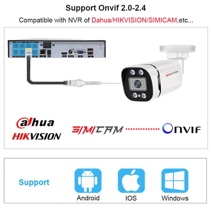 4K POE Video Surveillance Camera - IP Onvif, Audio, Night Vision, Waterproof Bullet Camera for NVR (4MP/5MP/8MP)