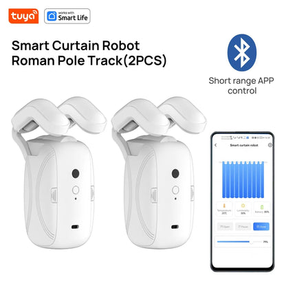 Tuya Smart Curtain Robot Motor — Roman Rod Track, App & Remote Remote Control, Single/Double, Works with Tuya Gateway