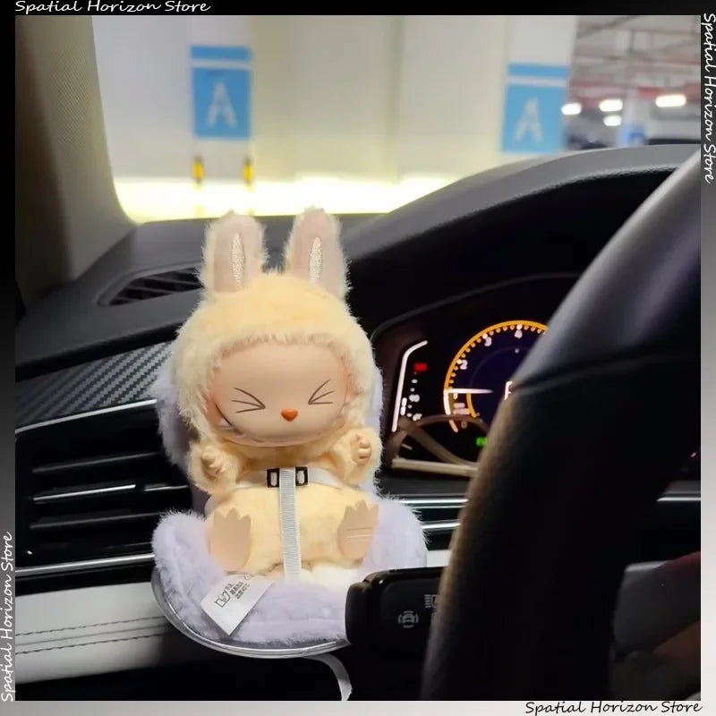 Mini Plush Doll Safety Seat — Kawaii Labubu Idol Kpop Plush Car Air Freshener & Ornament Gift
