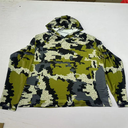 Men's Long Sleeve Fishing Hoodie – Anti-UV Sun Protection, Camouflage Hunting Shirt with UPF 50+
