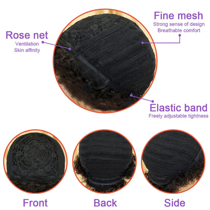 Brazilian Short Pixie Cut Wig - Human Hair Afro Kinky Curly Full Machine-Made Wig for Women
