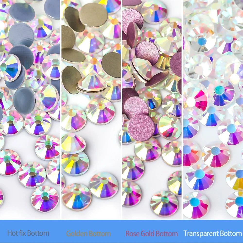 Super Glitter Crystal AB Rhinestones SS3–SS50 – Non-Hotfix Flatback Strass Stones for Nail Art, Fabric, Garment & DIY Decoration