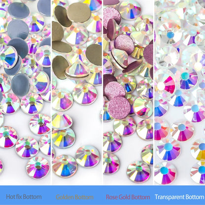 Super Glitter Crystal AB Rhinestones SS3–SS50 – Non-Hotfix Flatback Strass Stones for Nail Art, Fabric, Garment & DIY Decoration