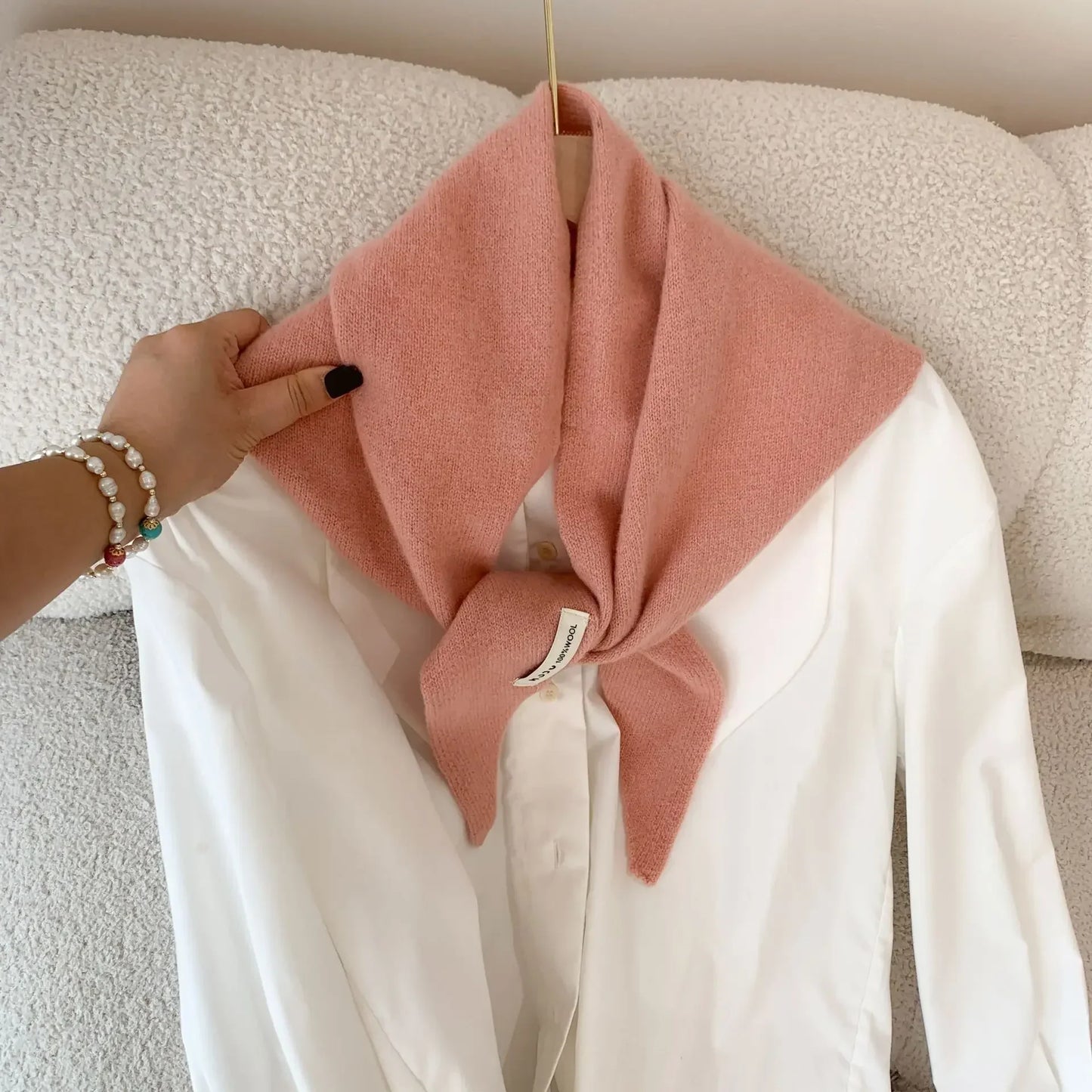 Women’s Wool Triangle Scarf – British Korean Knitted Headscarf & Warm Multi-Functional Wrap