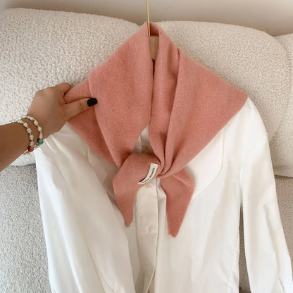 Women’s Wool Triangle Scarf – British Korean Knitted Headscarf & Warm Multi-Functional Wrap