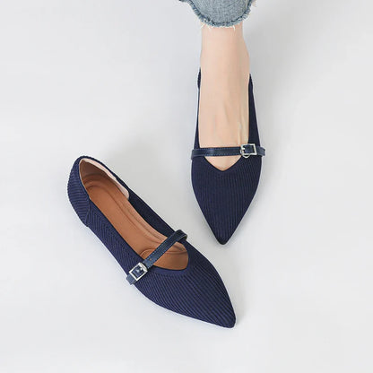 2024 Women's Flat Shoes – Pointed Toe Soft Knitted Sole, Breathable & Comfortable Spring and Autumn New Model
