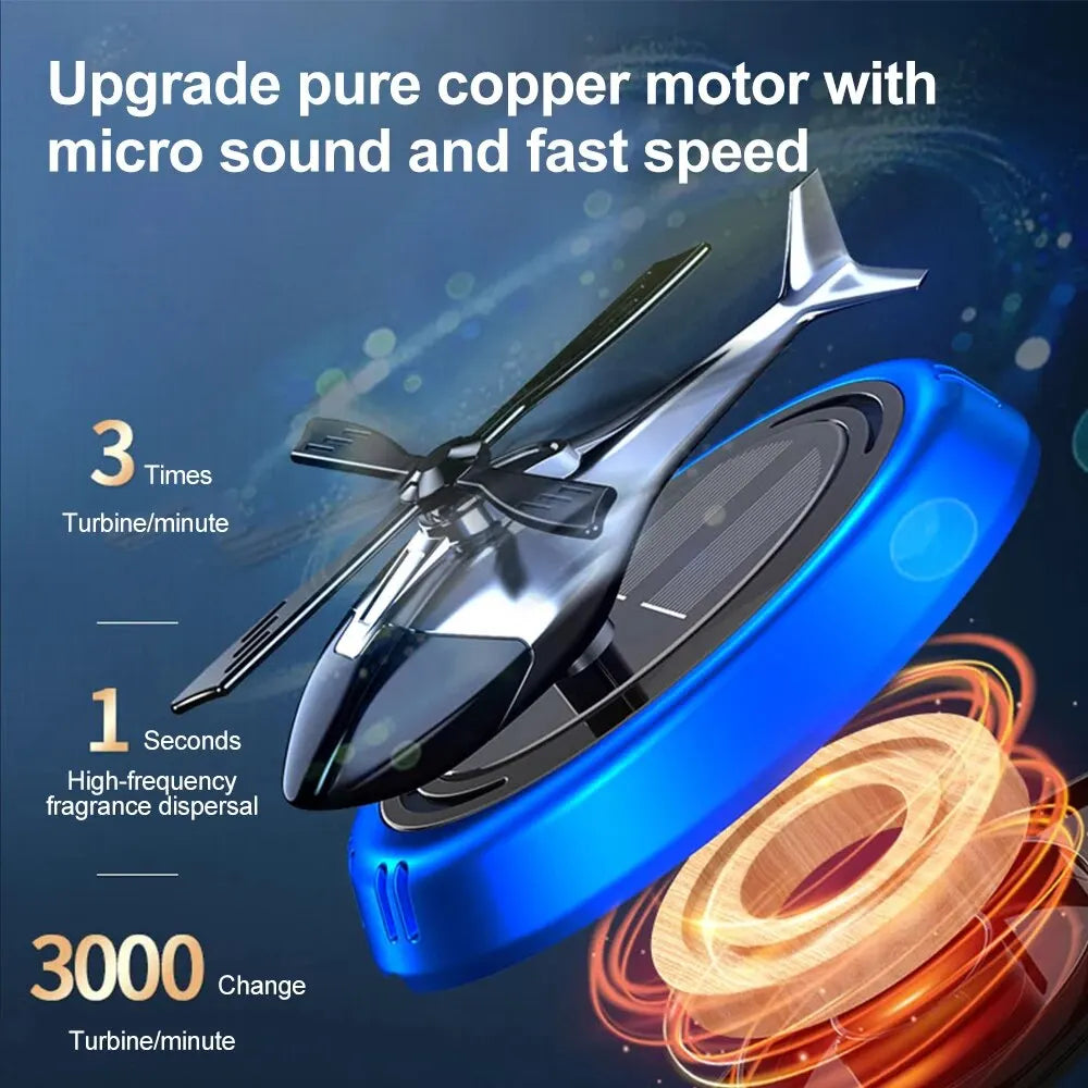 Solar Car Air Freshener – Helicopter Decoration with Rotating Aromatherapy Perfume Diffuser, Interior Car Decoration