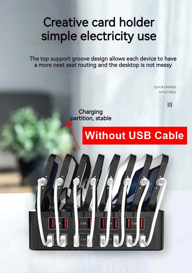 150W Universal Multi USB Fast Charger – 16-Port 3.5A Max Charging Station Stand for iPad, iPhone 14/13, Samsung S22, Xiaomi Tablet
