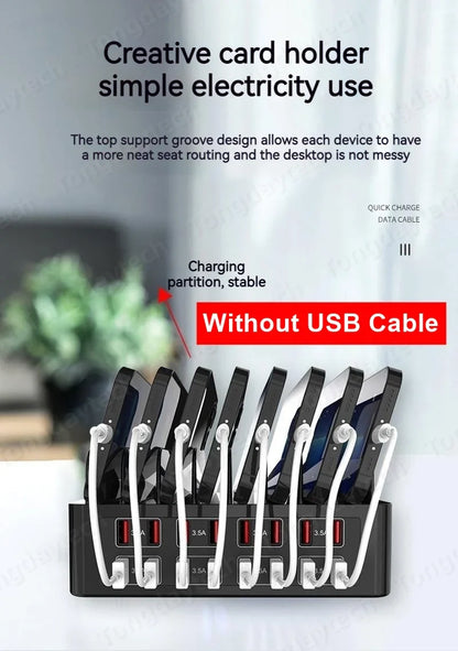 150W Universal Multi USB Fast Charger – 16-Port 3.5A Max Charging Station Stand for iPad, iPhone 14/13, Samsung S22, Xiaomi Tablet