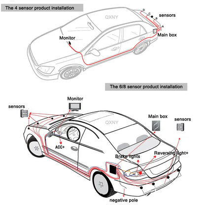 8-Channel Car Parking Sensor – Parktronic Reverse Backup Radar, Rear Auto Detector with Buzzer Assistance Kit