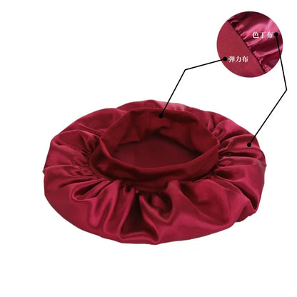 Women's Silky Satin Night Sleep Cap - Double Layer Adjustable Hair Bonnet, Shower Cap for Curly Hair Styling Accessories