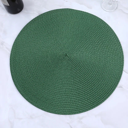 38cm Round Braided Tableware Mat – Washable, Anti-Slip, Heat-Resistant Dining Placemat and Drink Coaster for Home Decor