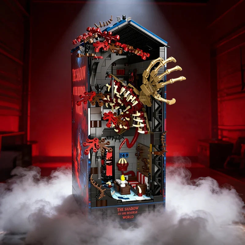 Upside Down Monster House Book Nook Kit - 3D Building Block Puzzle with LED Lights for Kids & Collectors
