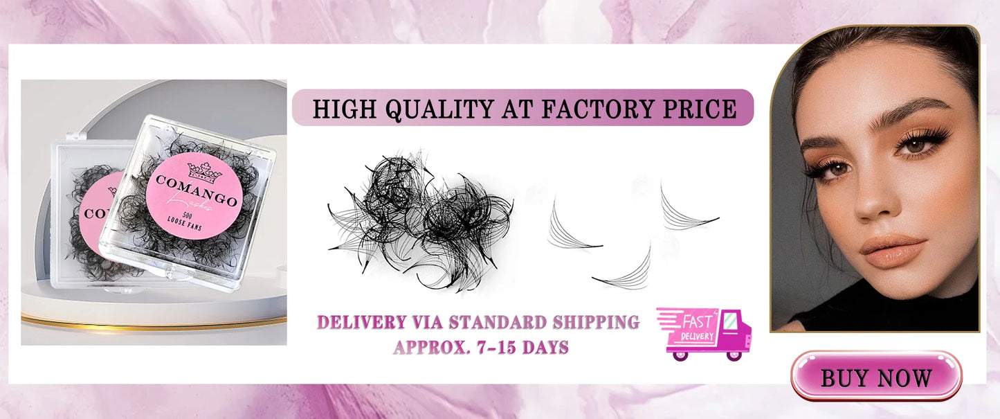 CoMango Faux Mink Eyelashes Extensions – 1D/2D/Y, C/D Curl Natural Russian Volume Soft PBT Lashes