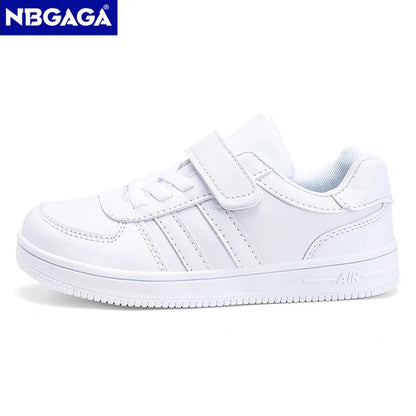 Kids White Sneakers — Boys & Girls Sport Casual Shoes, Non-Slip School Walking & Running Shoes, Sizes 28-39