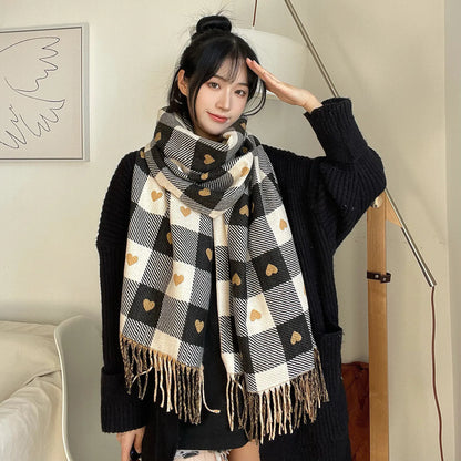 2025 Luxury Women’s Winter Cashmere Scarf — Warm Pashmina with Tassels, Printed Long Shawl, Thick Foulard Bufanda