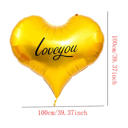 Happy Valentine’s Day Heart Balloon Stand Set – Love Bear & Heart-to-Heart Balloons Wedding Party Decoration