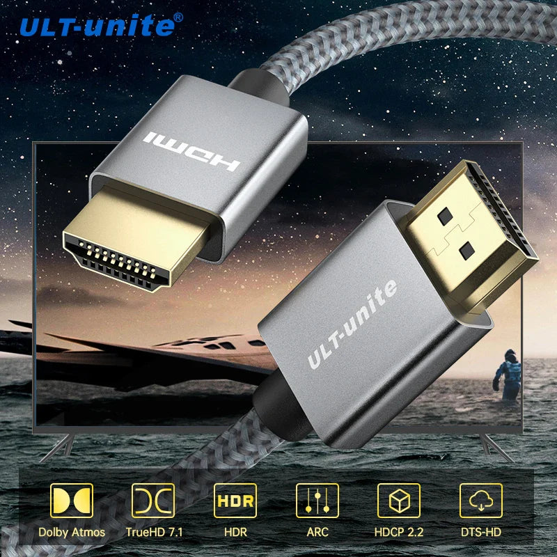4K HDMI Cable - High-Speed 18Gbps HDMI 2.0 Cable with HDR, 3D Braided Cord, ARC Compatible for MacBook Pro 2021, UHD TV, Projector, PC