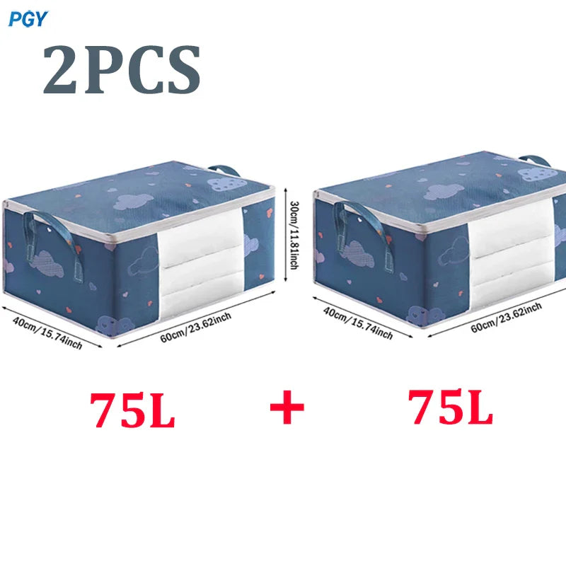 Big Capacity Storage Bag – 4/2/1PCS Moisture & Dust-Proof Organizer for Quilts, Clothes, Duvets, Blankets, and Luggage