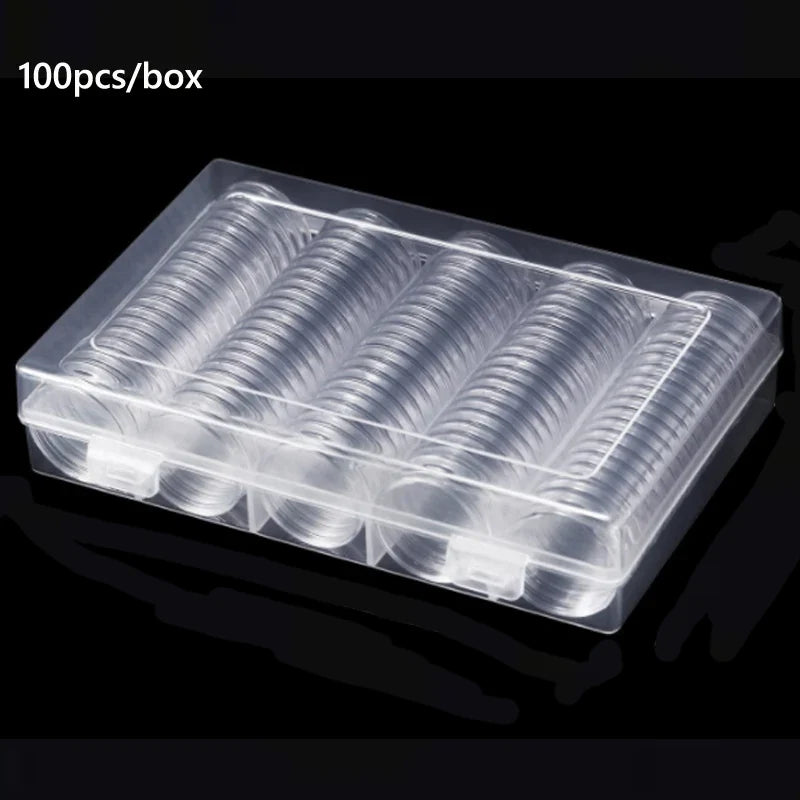 10/25pc Transparent Plastic Coin Capsules – 21-45mm Coin Storage and Collecting Case Holder