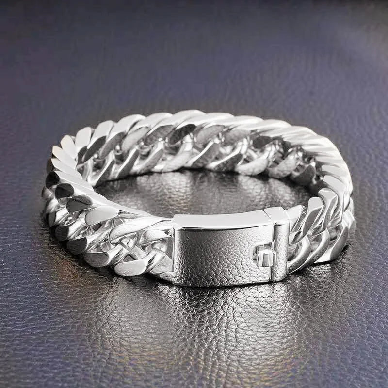 Fashion Black Cuban Chain Bracelet - Hip Hop Jewelry for Men, Couple Bracelets for Birthday & Anniversary Gift