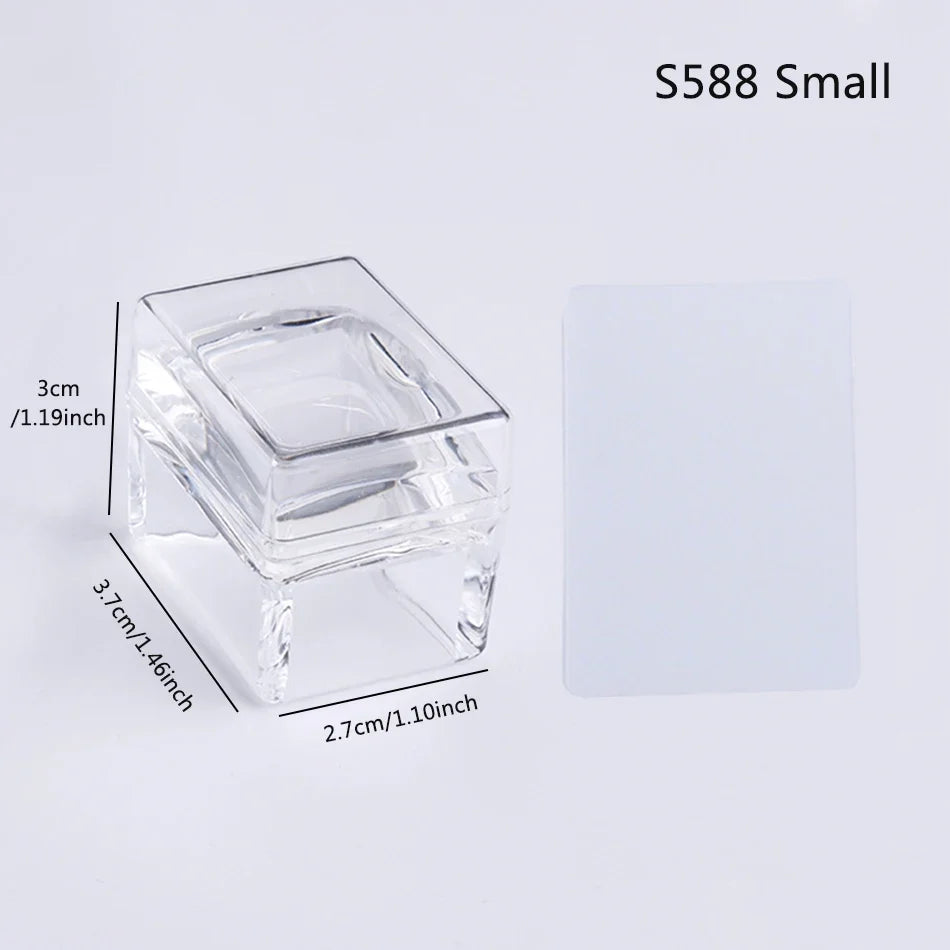 Transparent Nail Art Stamper Kit - French Manicure Stamping Plate, Scraper & Polish Tools