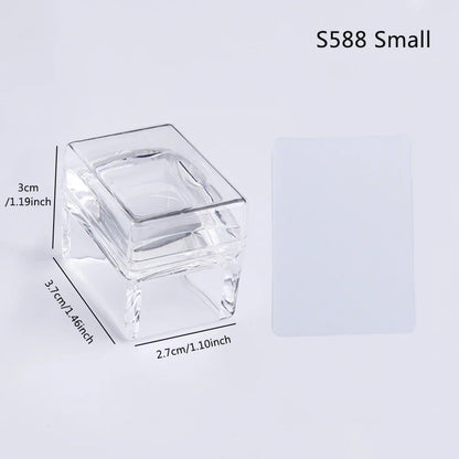 Transparent Nail Art Stamper Kit - French Manicure Stamping Plate, Scraper & Polish Tools