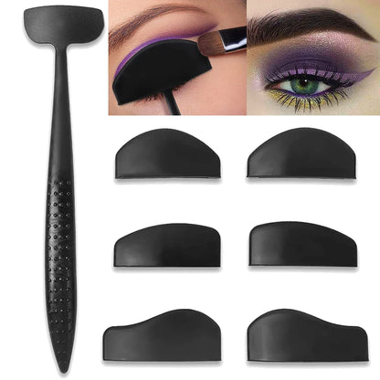 6 in 1 Crease Line Kit - Silicone Eyeliner Template for Precise Eyeshadow Cut Crease, Black Eye Makeup Stencils for Women