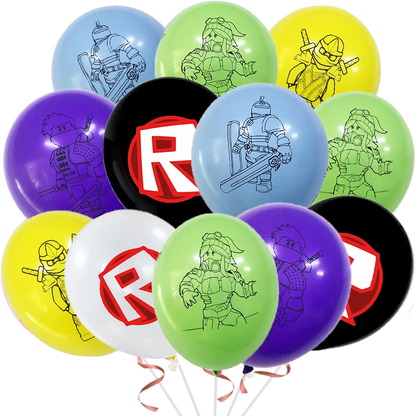 Roblox Birthday Party Supplies — Balloons, Disposable Tableware & Backdrop for Kids’ Party or Baby Shower