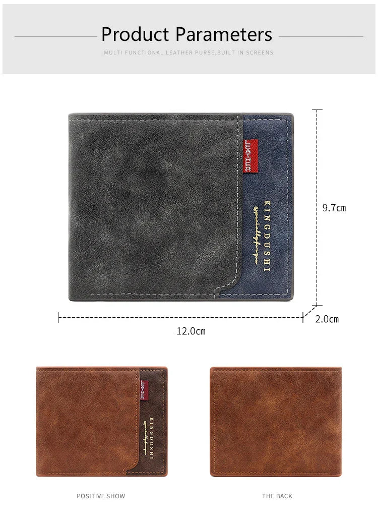 Personalized Men’s Short Wallet – High-Quality Classic Card Holder with Zipper Coin Pocket & Money Clip