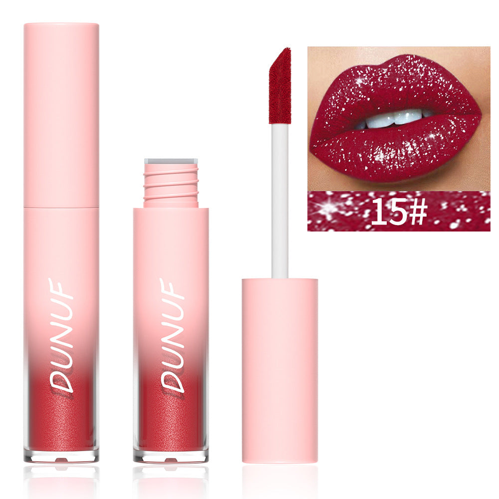 18-Color Sexy Red Diamond Glitter Lip Gloss – Metallic, Waterproof, Long-Lasting Matte Shimmer Liquid Lipstick for Women
