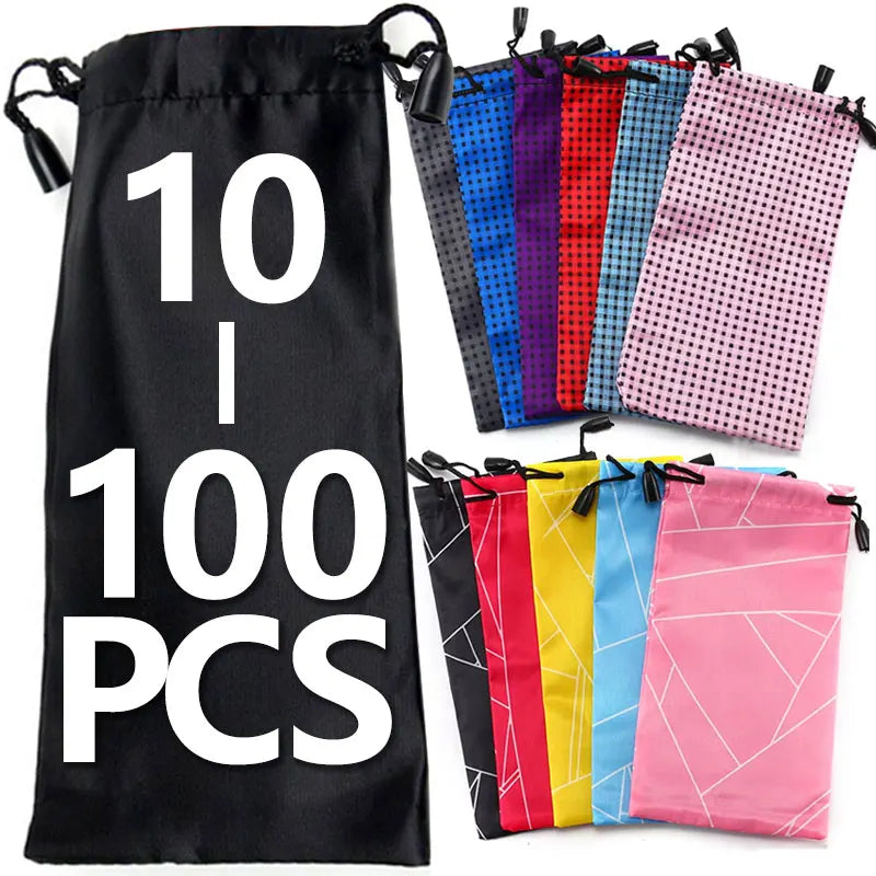 10-100PCS Soft Microfiber Sunglasses Bags – Waterproof Eyewear Pouch Dustproof Glasses Storage Case