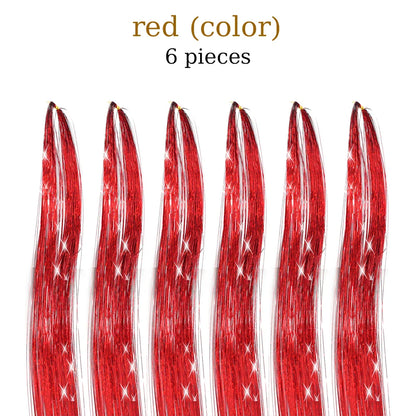 48-Inch Hair Tinsel Kit – 1200 Strands, 12 Colors Sparkling Fairy Hair Extensions with Tool