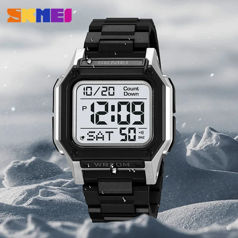 SKMEI Men’s Waterproof Sport Watch – Digital Wristwatch with Countdown, Stopwatch & Dual Time Display