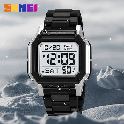 SKMEI Men’s Waterproof Sport Watch – Digital Wristwatch with Countdown, Stopwatch & Dual Time Display