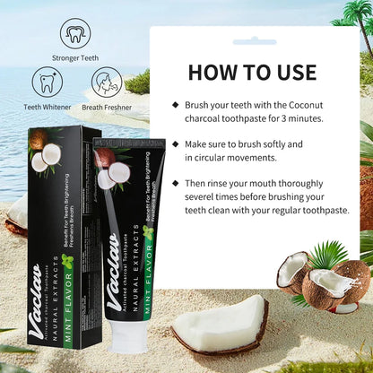 Activated Charcoal Mint Toothpaste – Natural Teeth Whitening, Plaque Removal, No Artificial Colors