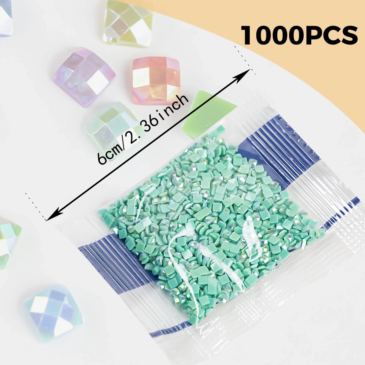60 Colors Resin AB Diamond Beads – 2.5MM Square Drills for 5D Diamond Painting Accessories