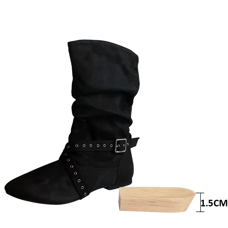 Wedopus Women’s Customized Western Dance Boots – Black Cowboy Heel Boots with Suede Sole for Urban & Ballroom Dancing