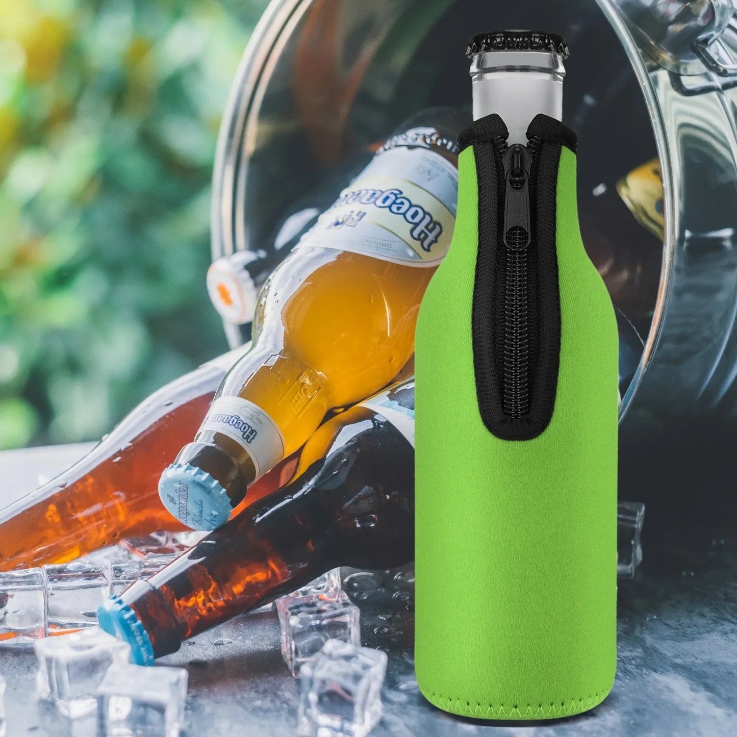 Beer Bottle Coolers - Insulator Sleeve Covers with Ring Zipper for 12 Oz (330 Ml) Bottles - Outdoor Beer Accessories - Available in Various Quantities