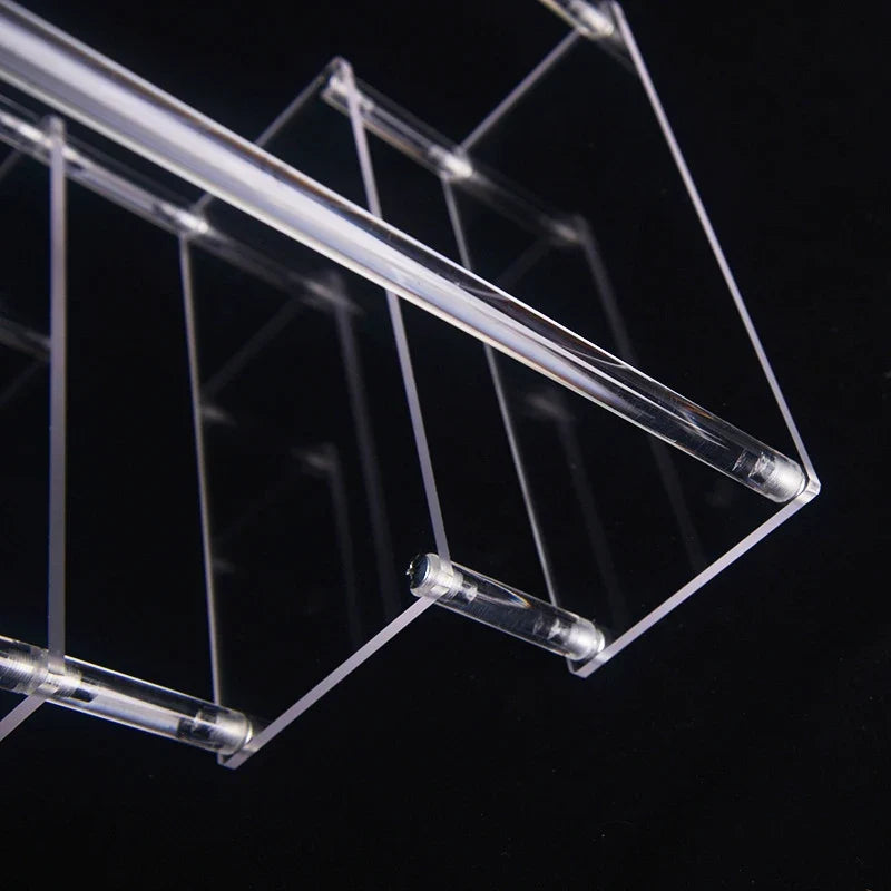 Acrylic Display Stand Rack - 1-4 Tier Transparent Trapezoid Organizer Shelf For Cupcakes, Perfume, Dolls & Collectibles